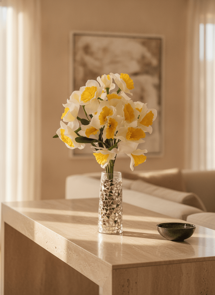 Daffodil Dream Mosaic Vase