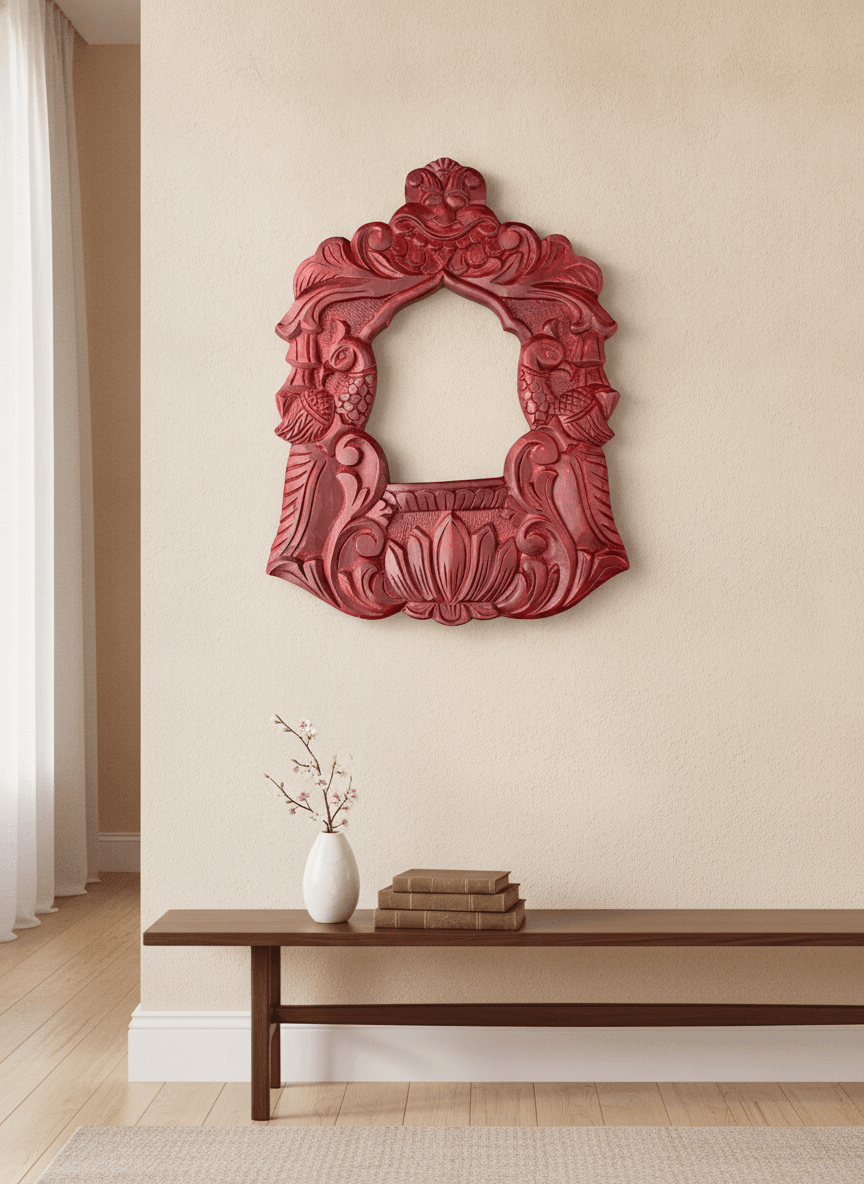 Heritage Carved Crimson Wood Archway Frame