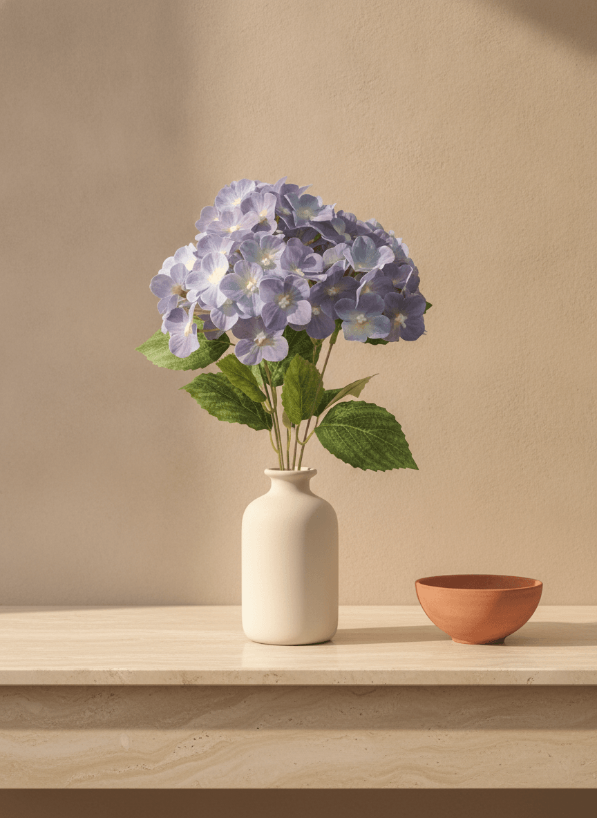 Lush Hydrangea Faux Floral Stem