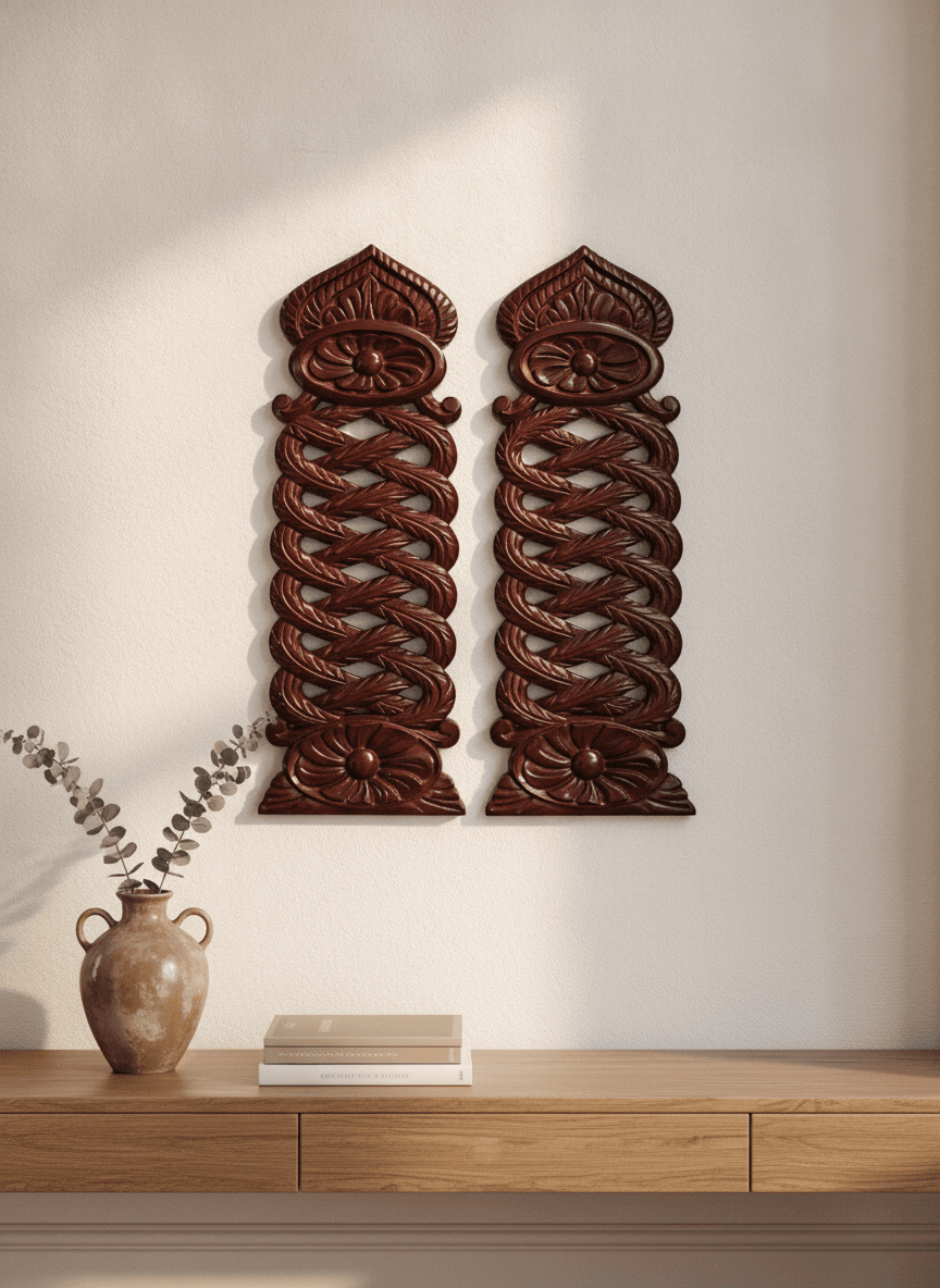 Regal Bloom Carved Wood Panels
